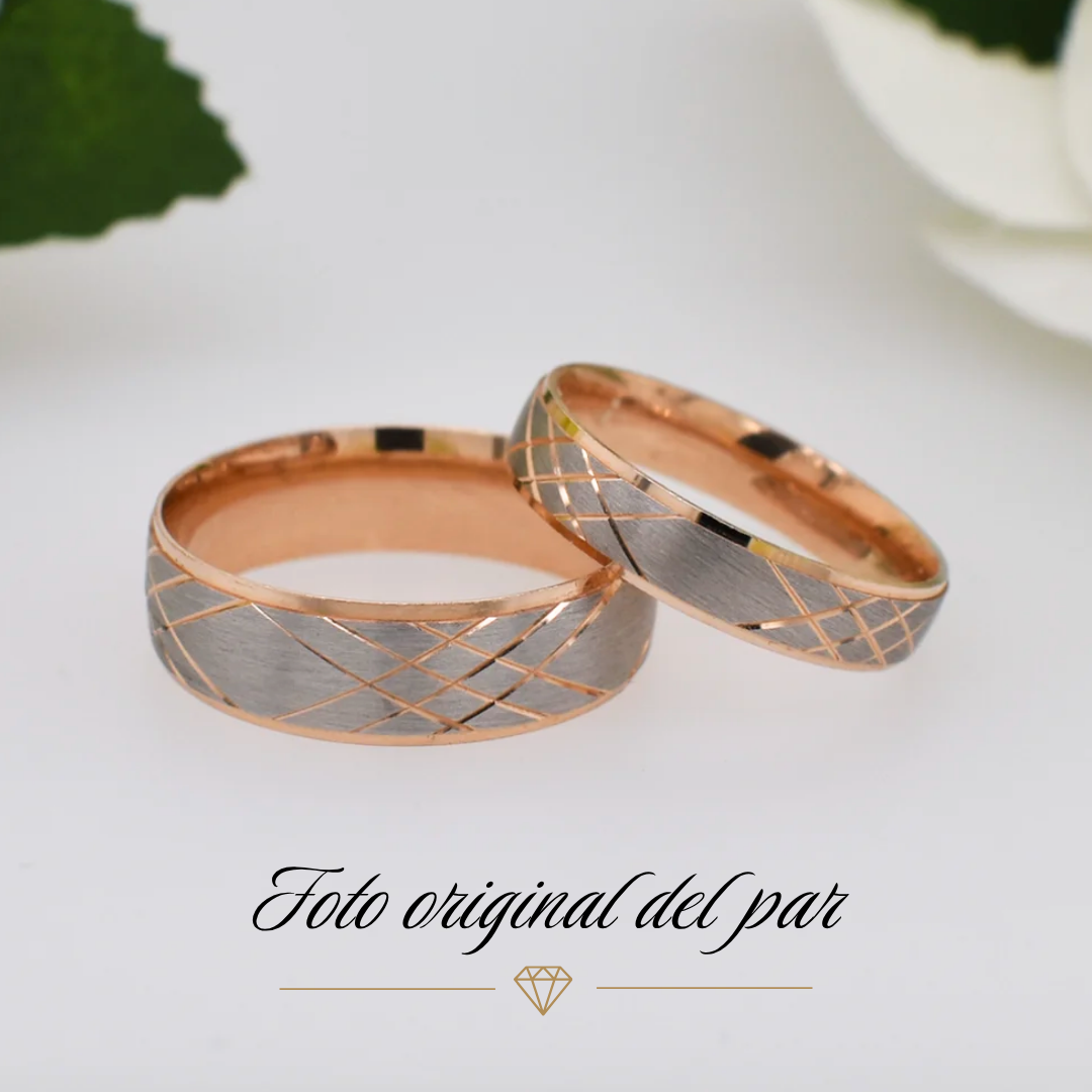 Argollas de Matrimonio con Textura Cruzada 4mm 20407