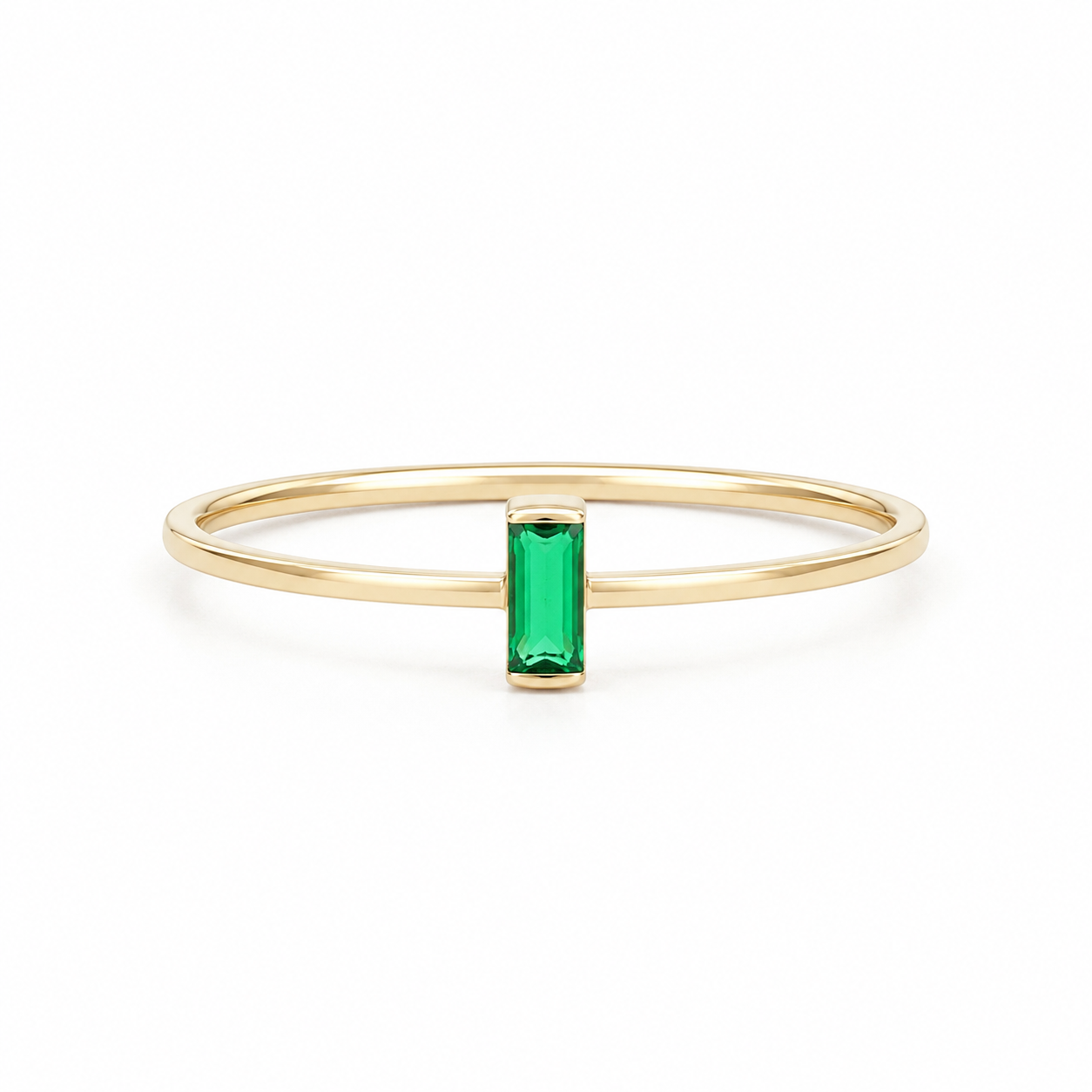 Anillo Zirconia Verde Corte Esmeralda