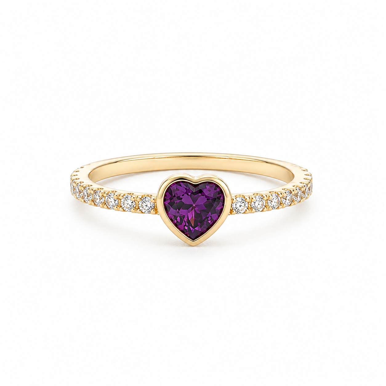 Anillo Corazón Zirconia Morada