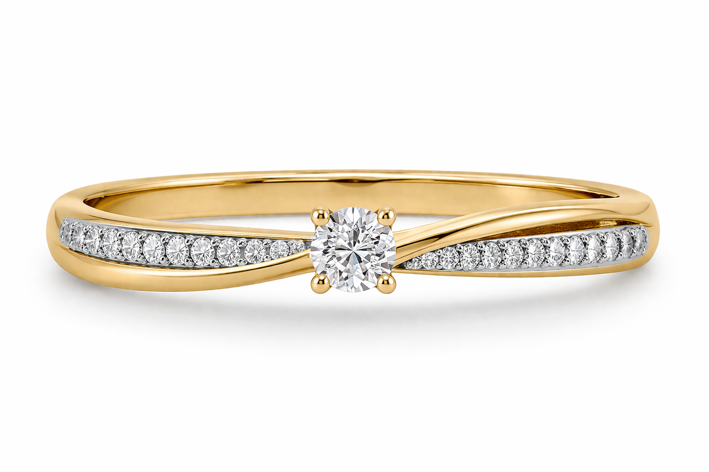 Anillo de Compromiso con Brazos Curvos