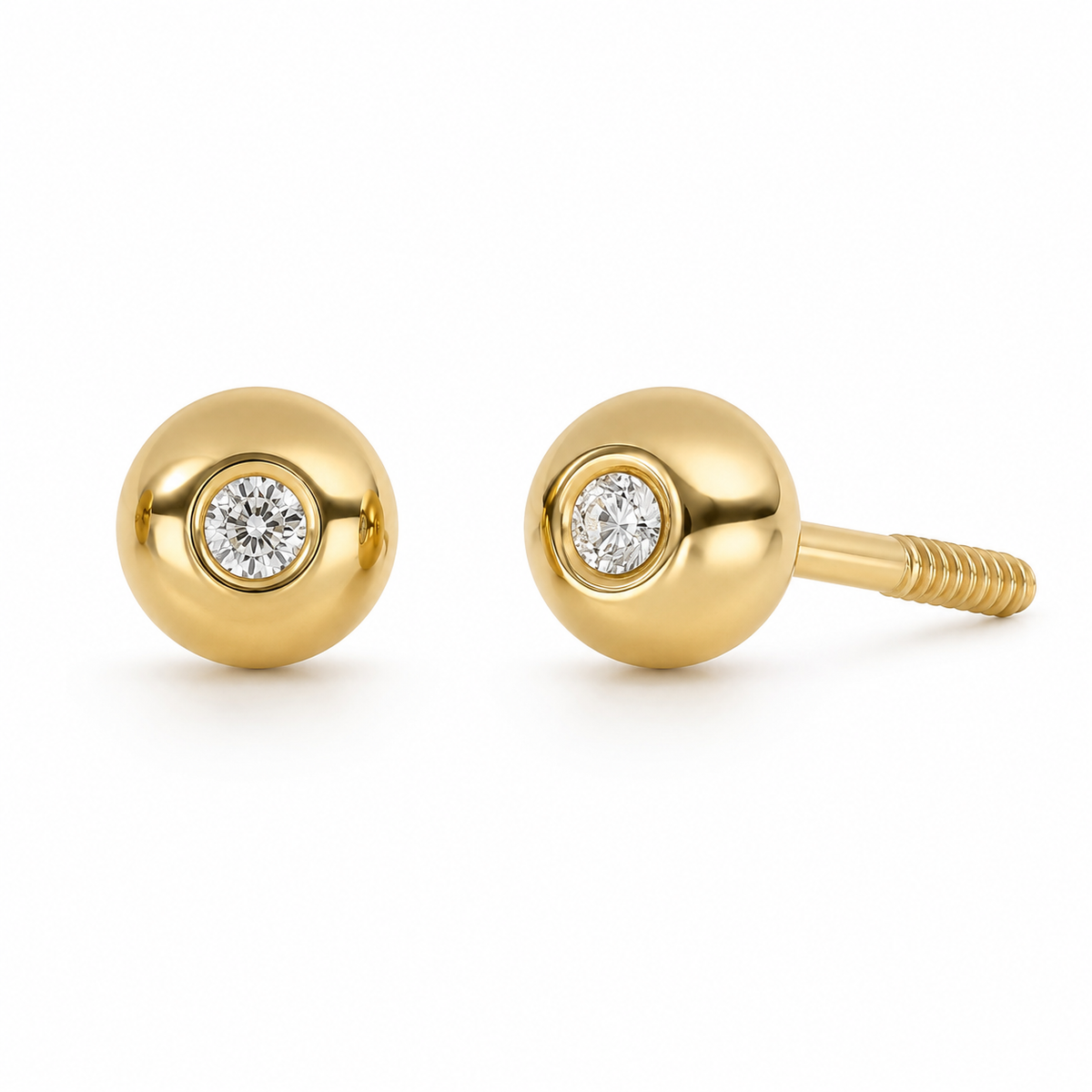 Broqueles Bola con Diamante