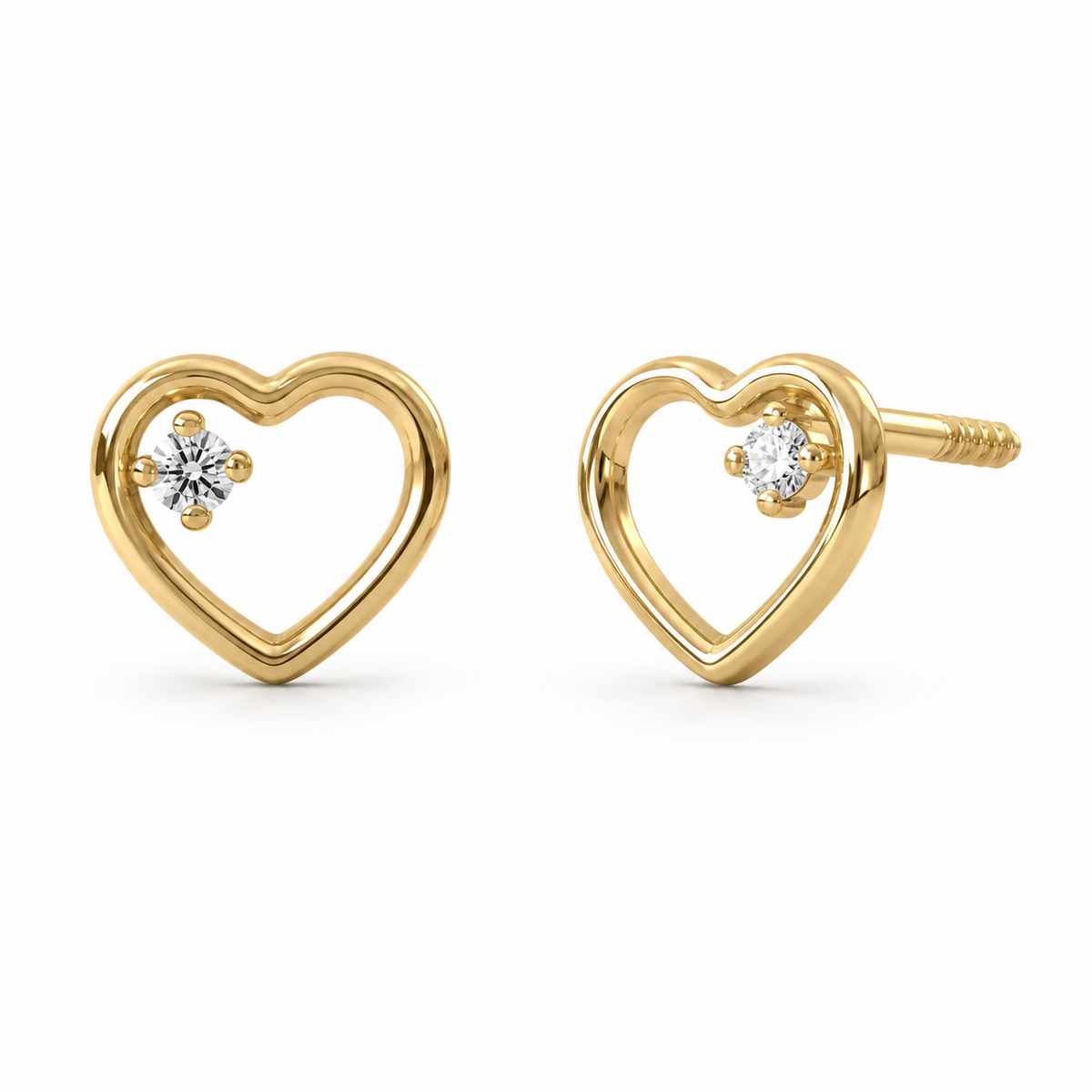 Broqueles Corazón Calado con Diamante