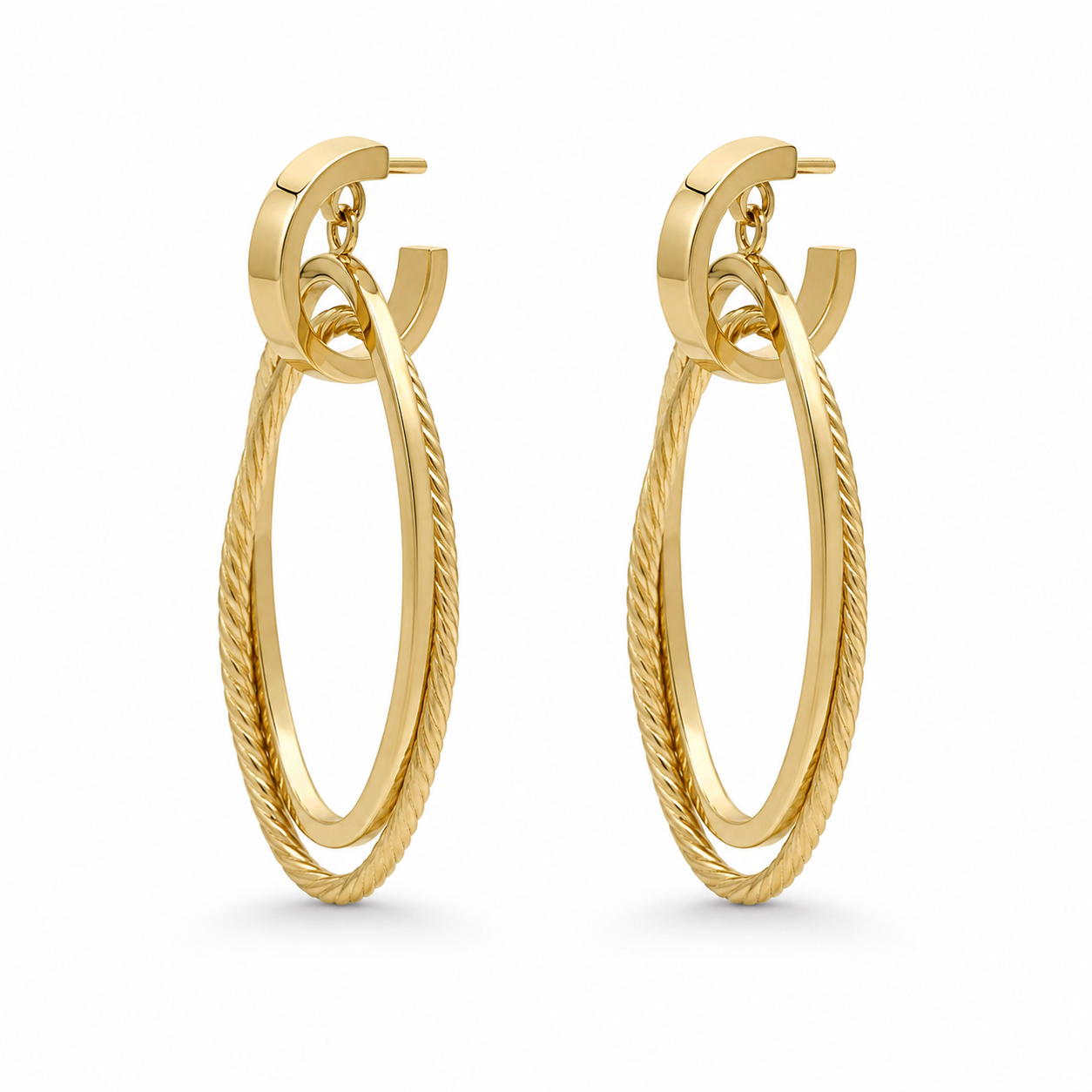 Aretes Doble Aro Colgante