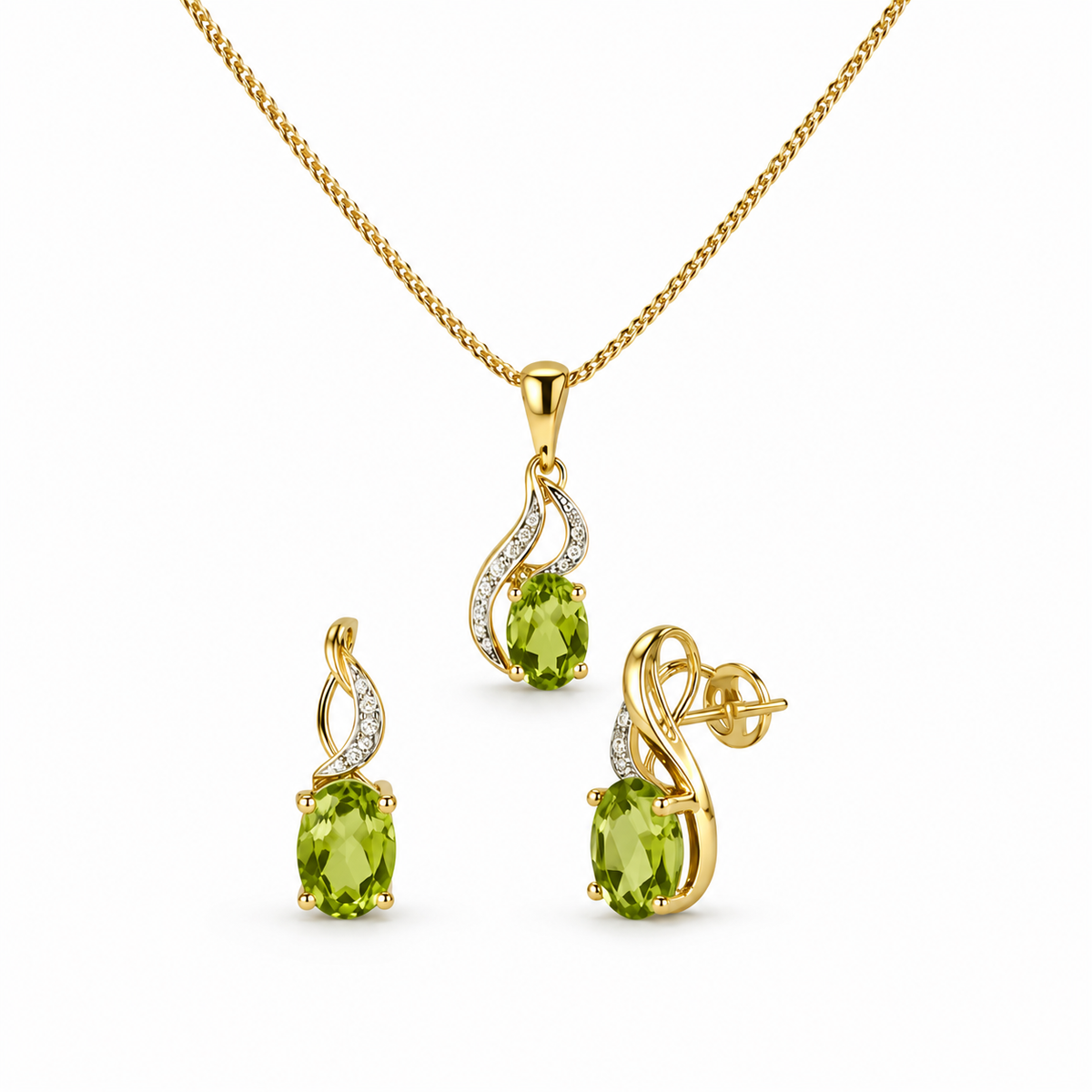 Juego Peridoto con Diamante 12 puntos