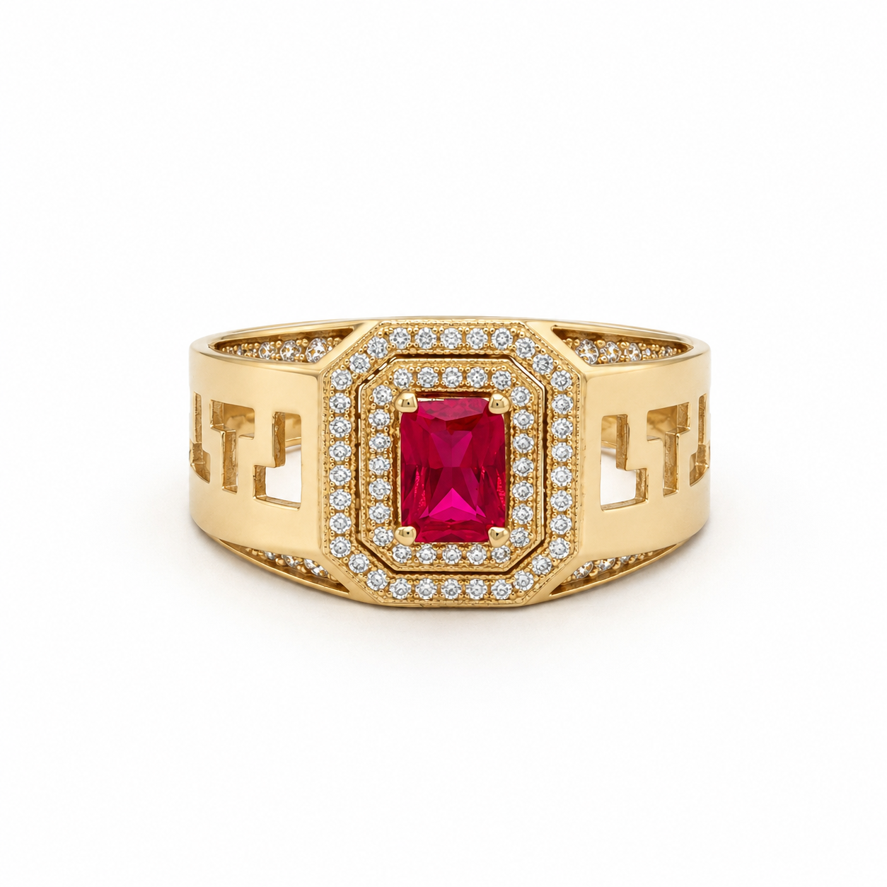 Anillo de Hombre con Piedra Roja Central