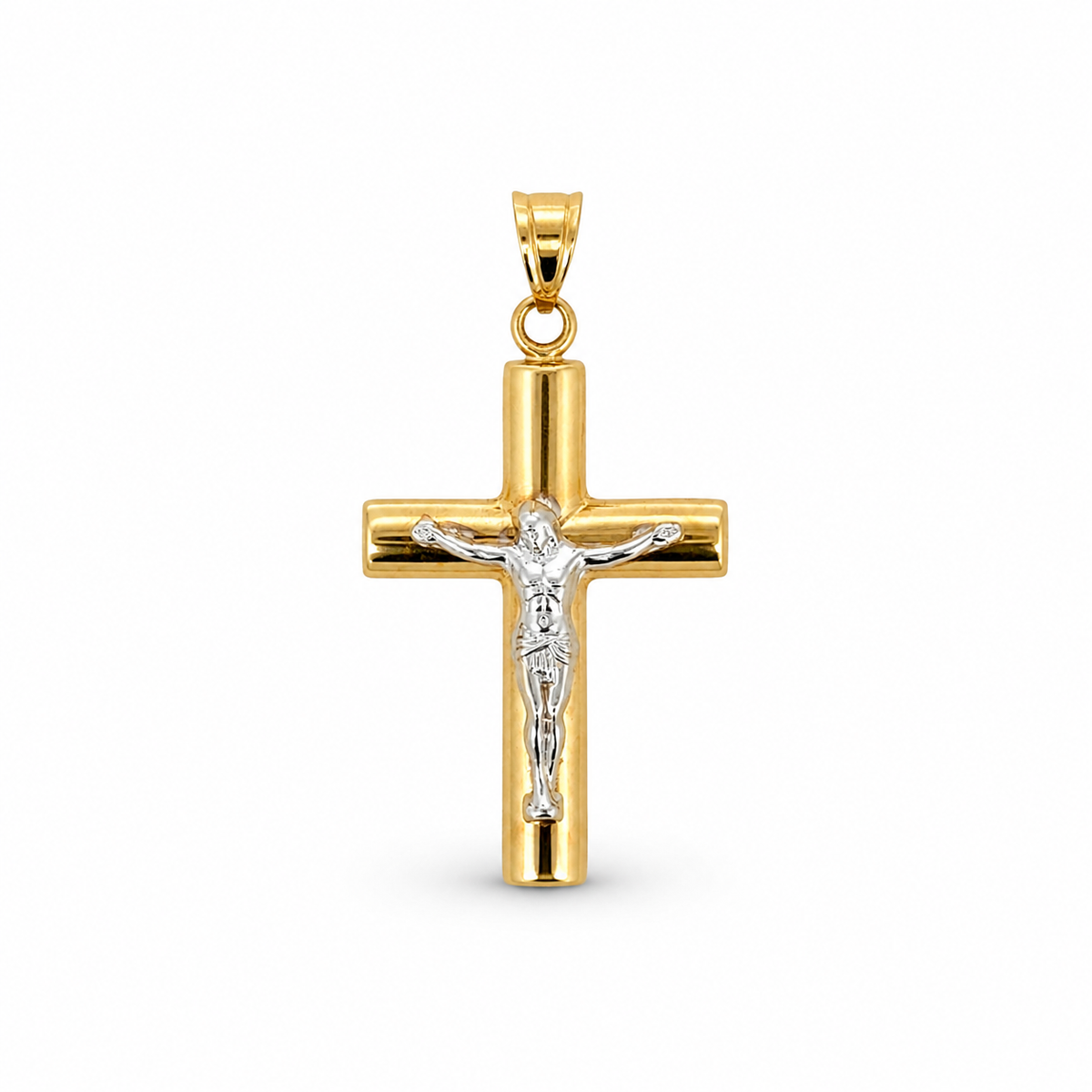 Dije de Cruz Tubular con Cristo