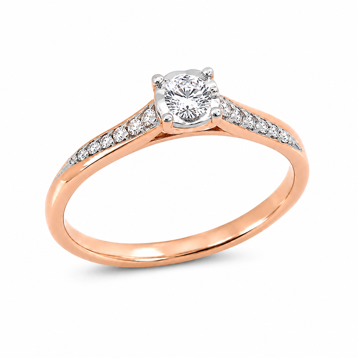 Anillo de Compromiso Diamantes Laterales