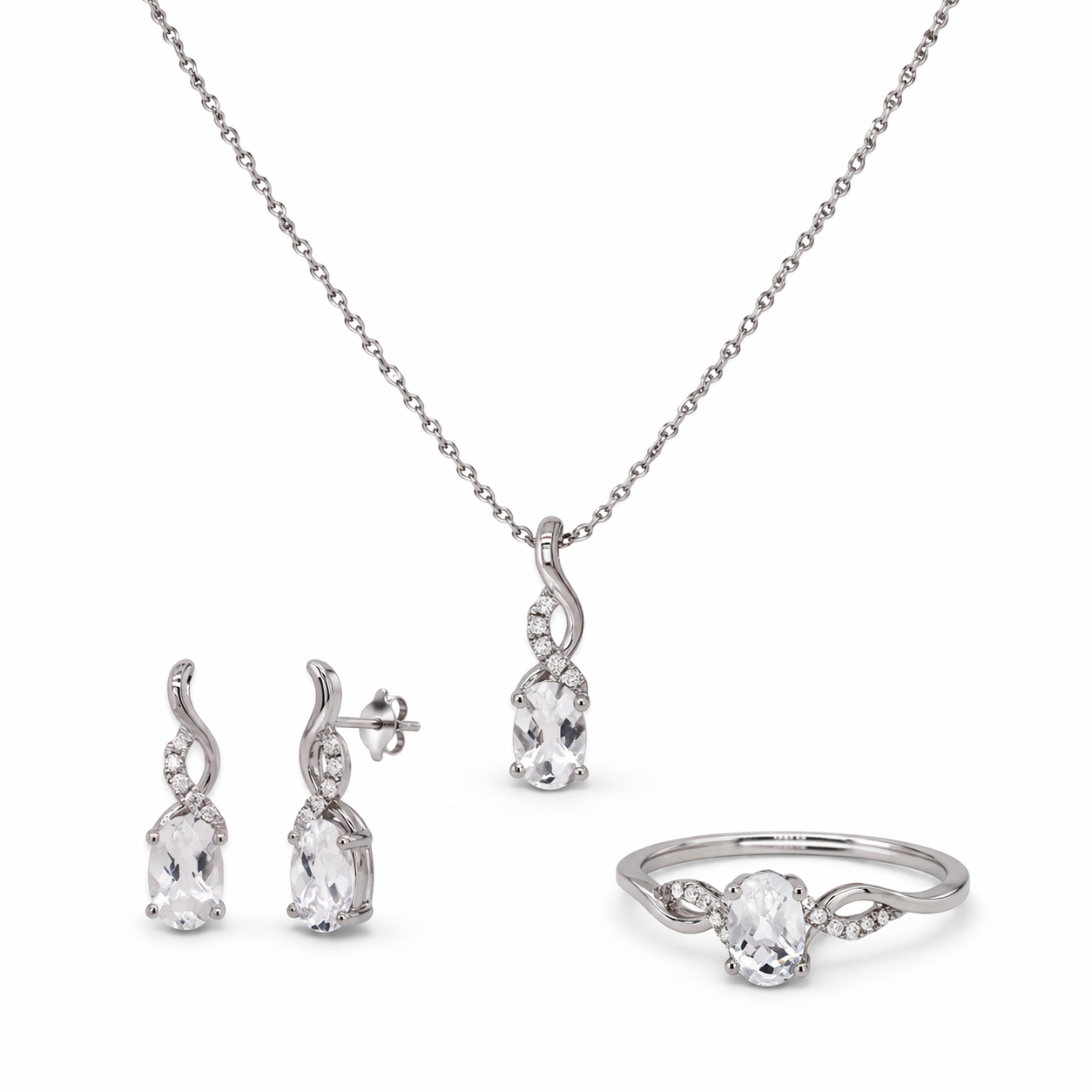 Juego de Topacio Blanco y Diamante