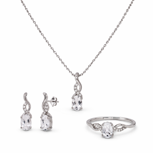 Juego de Topacio Blanco y Diamante
