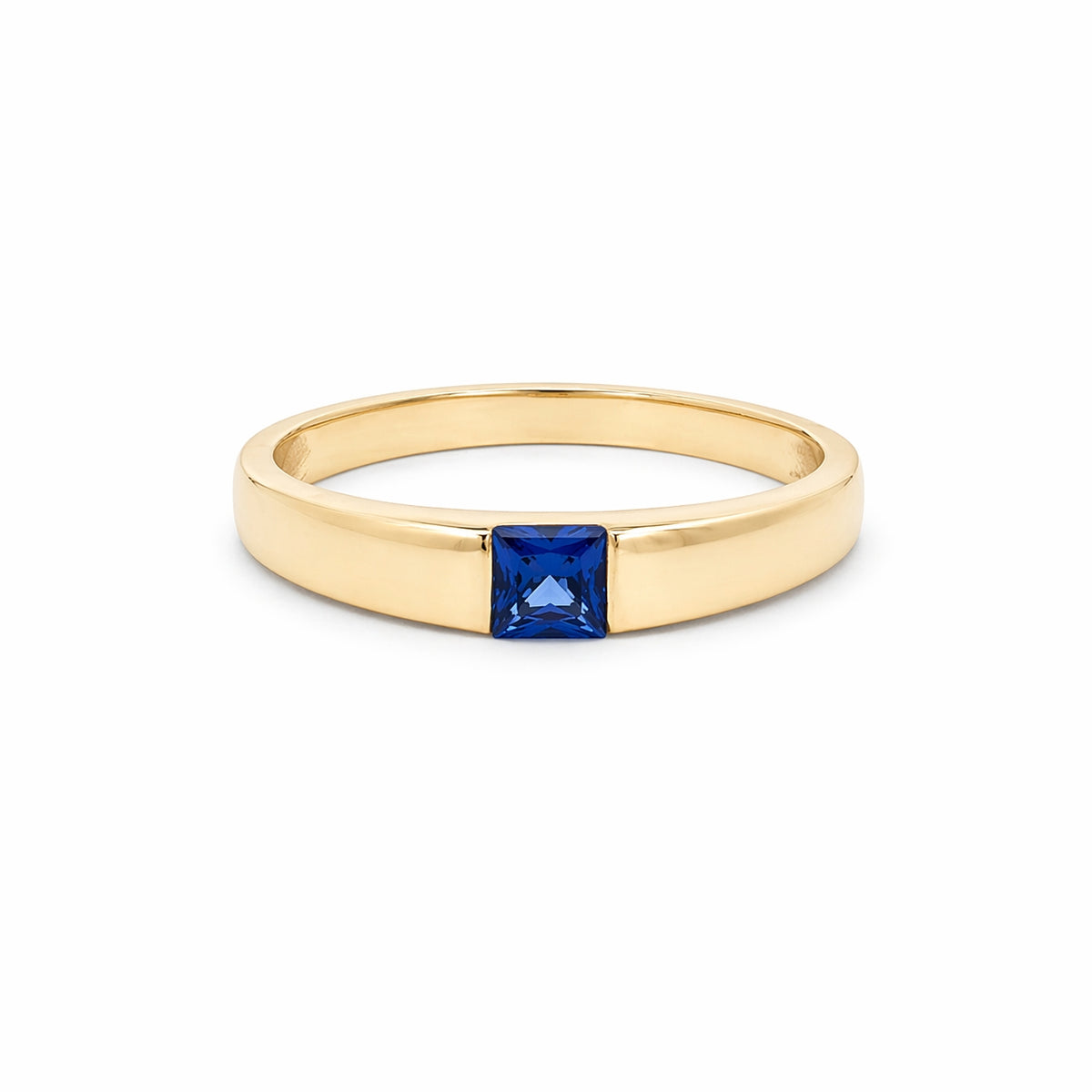Anillo Banda Zirconia Azul