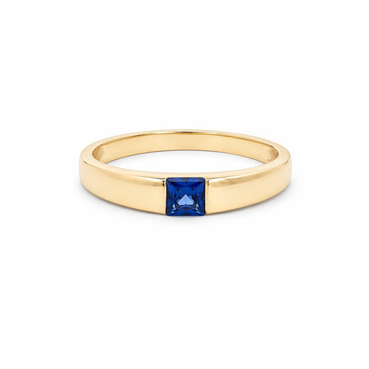 Anillo Banda Zirconia Azul