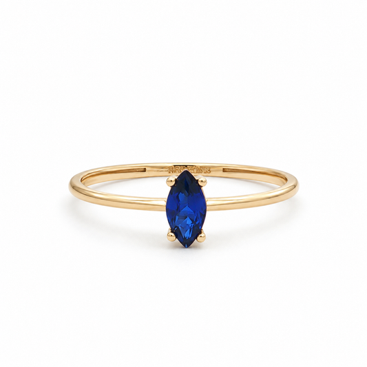 Anillo Zirconia Azul Corte Marquesa