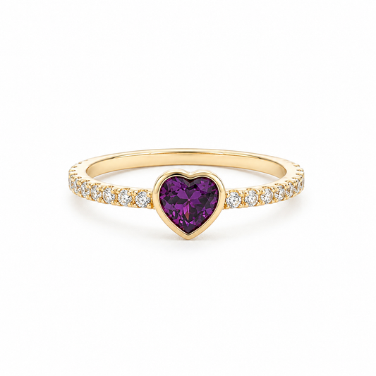 Anillo Corazón Zirconia Morada