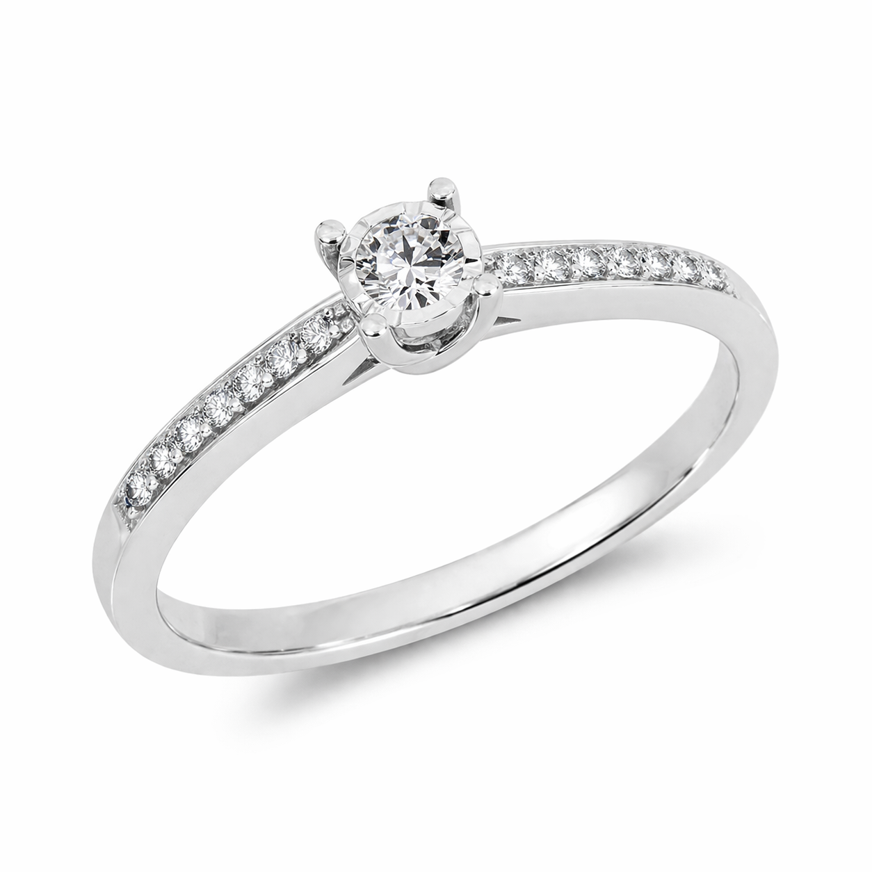 Anillo de Compromiso Diamantes Laterales