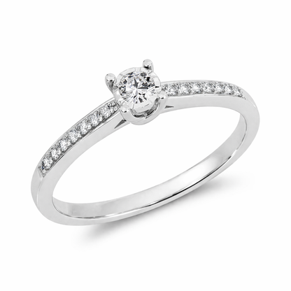 Anillo de Compromiso Diamantes Laterales