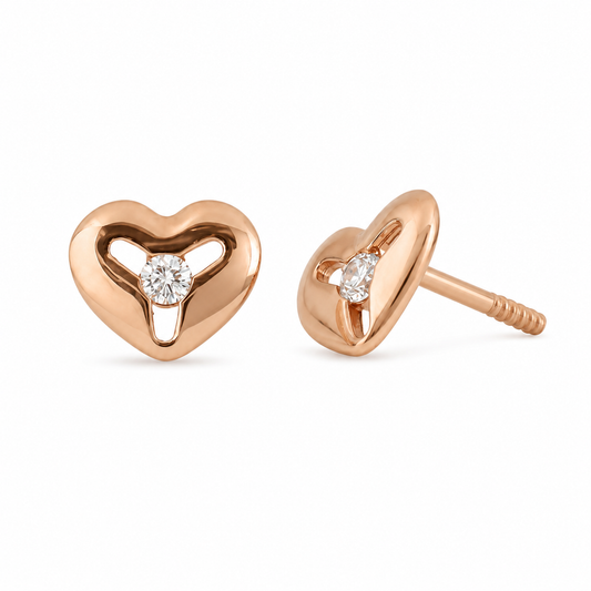 Broqueles Corazón Rosa con Diamante