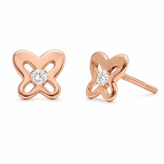 Broqueles Mariposa Rosa con Diamante