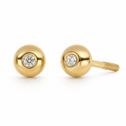 Broqueles Bola con Diamante
