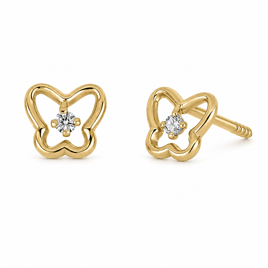 Broqueles Mariposa Calada con Diamante