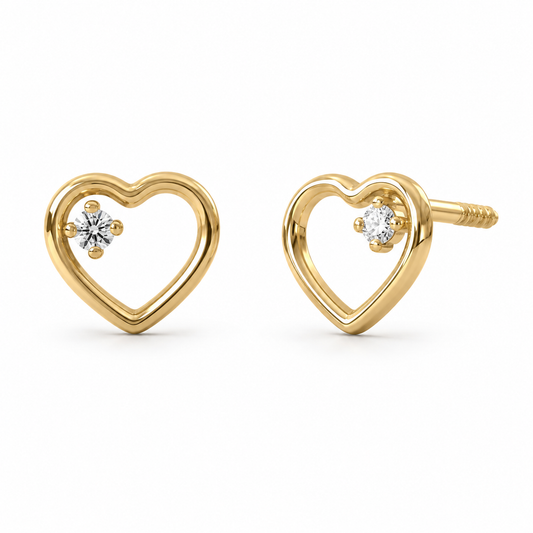 Broqueles Corazón Calado con Diamante