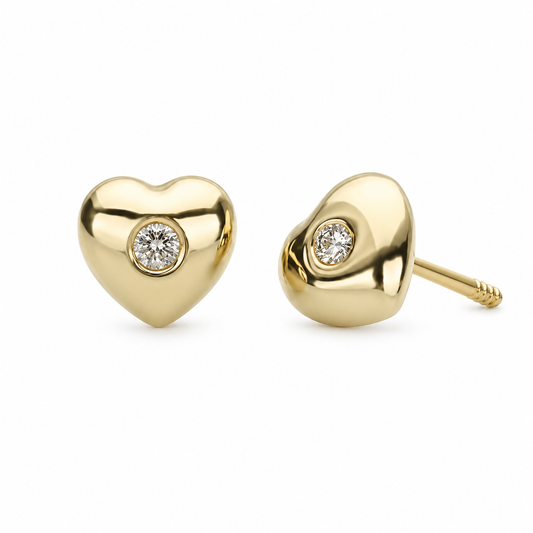 Broqueles Corazón con Diamante