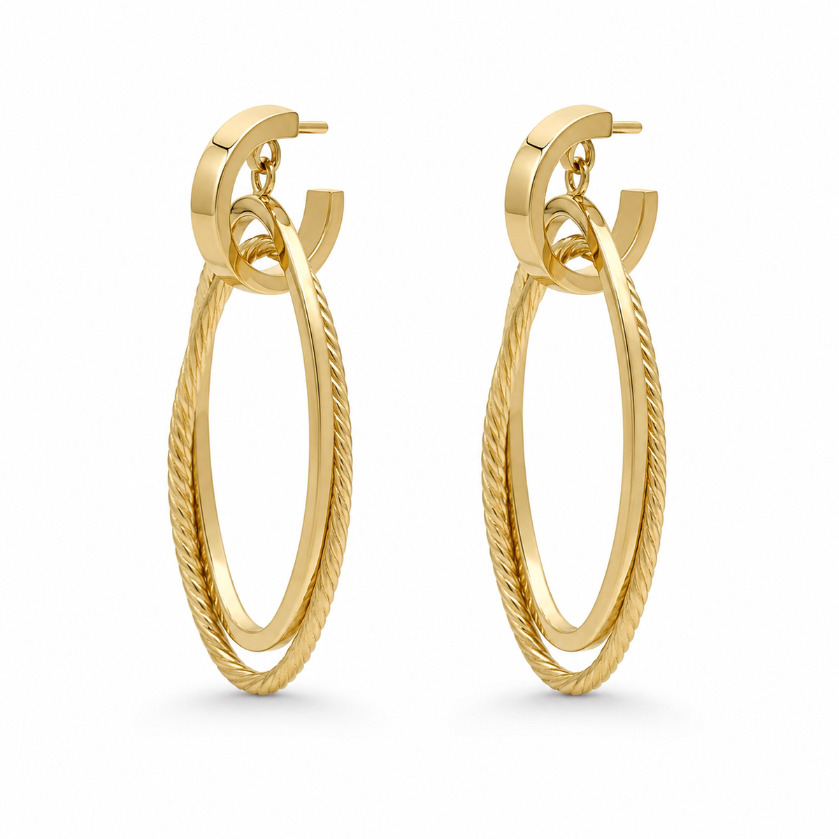Aretes Doble Aro Colgante