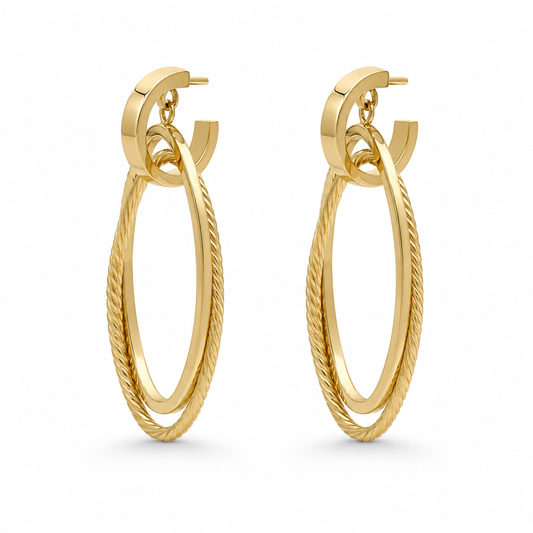 Aretes Doble Aro Colgante