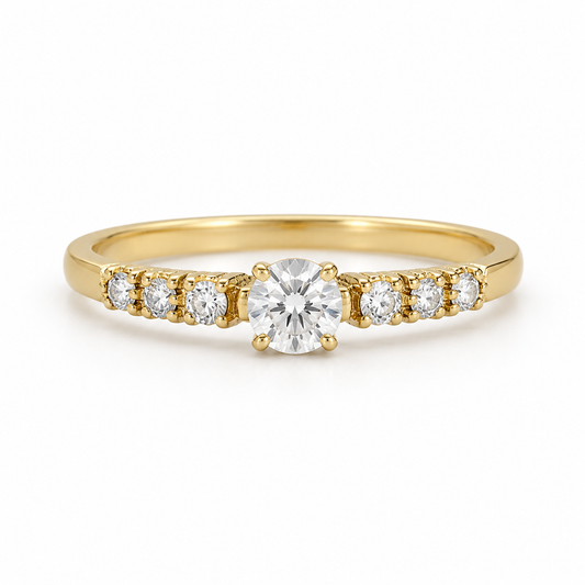 Anillo de Promesa con Zirconia Central y Laterales