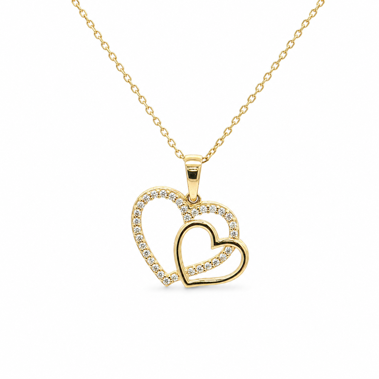 Gargantilla Doble Corazón con Zirconia