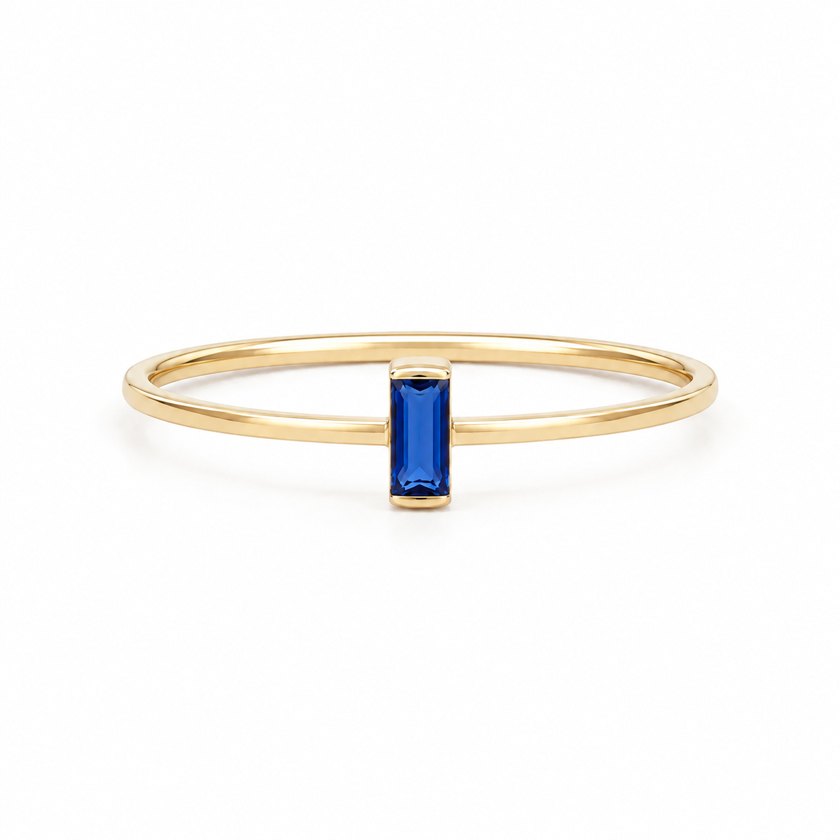 Anillo Zirconia Azul Corte Esmeralda