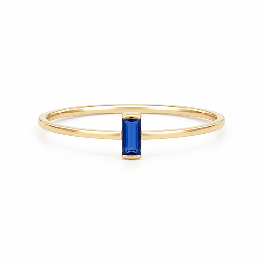 Anillo Zirconia Azul Corte Esmeralda