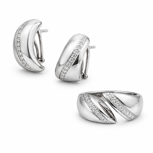 Juego Zirconia Oro Blanco