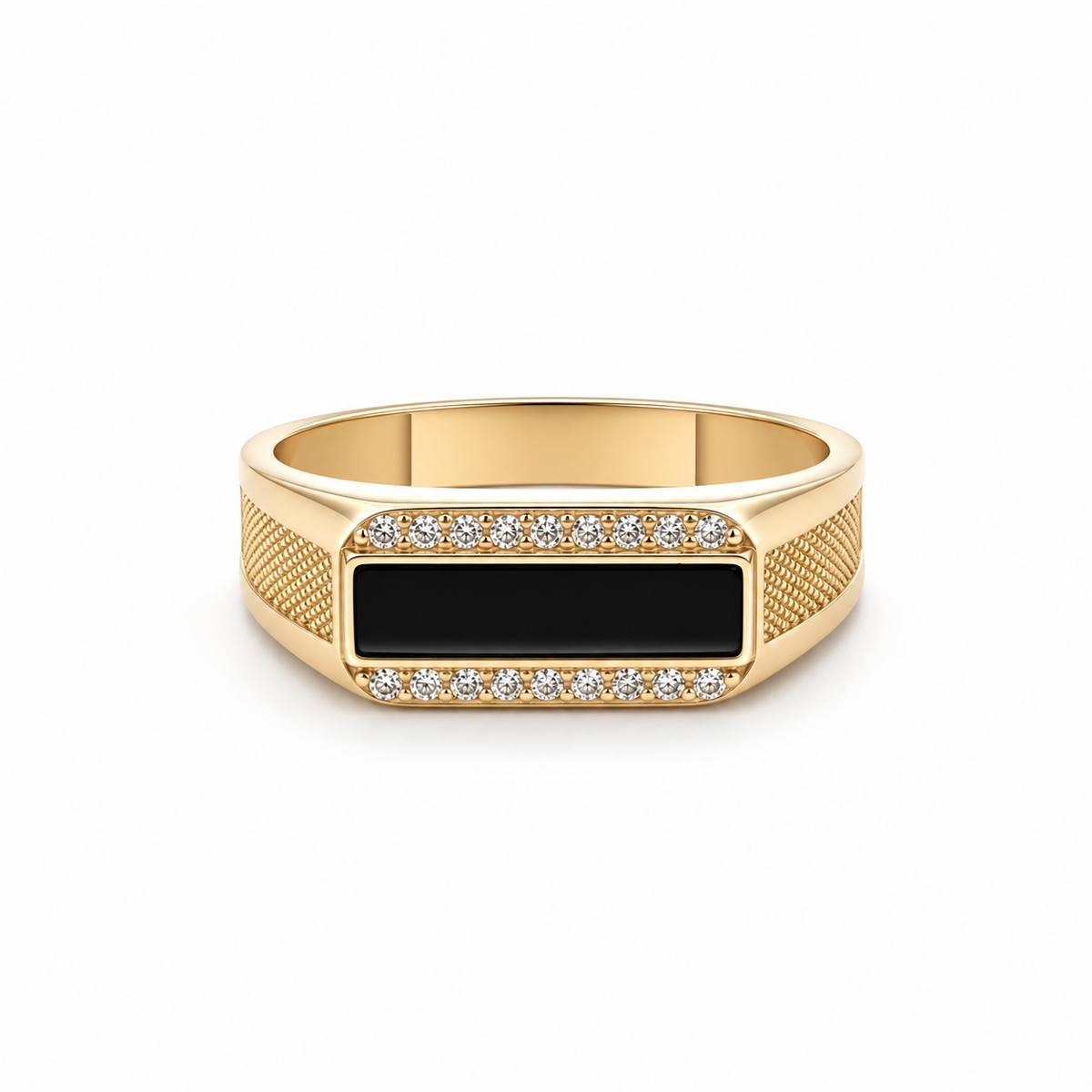 Anillo de Hombre con Placa Rectangular Negra
