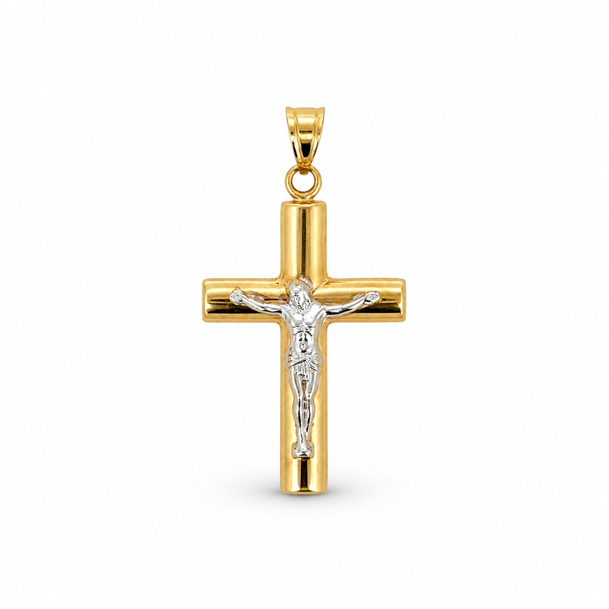 Dije de Cruz Tubular con Cristo