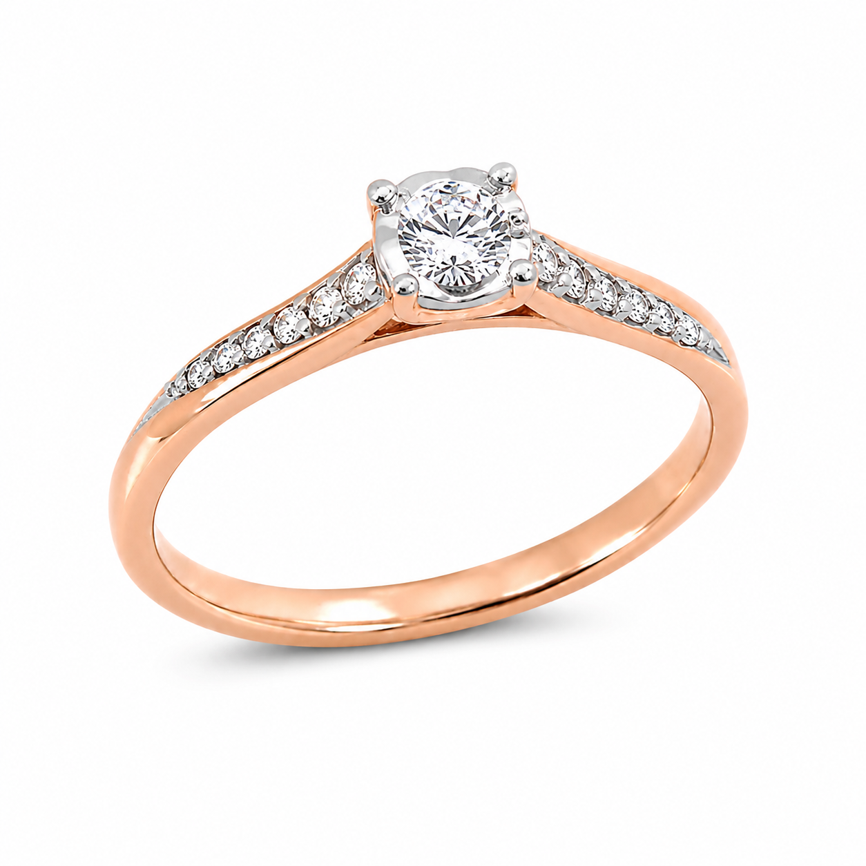 Anillo de Compromiso Diamantes Laterales