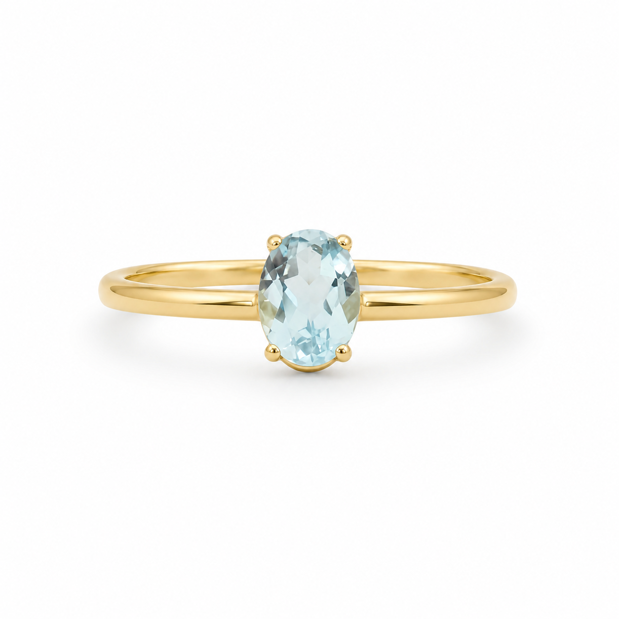 Anillo Solitario Oval Azul