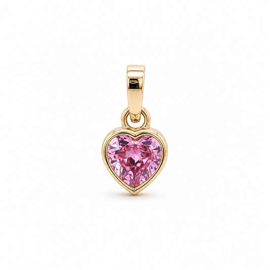 Dije de Corazón Zirconia Rosa